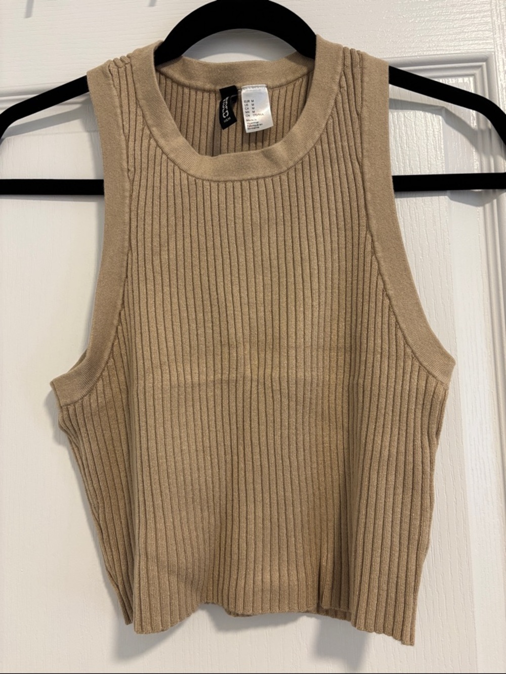 Divided Ribbed Tank Top - Beige